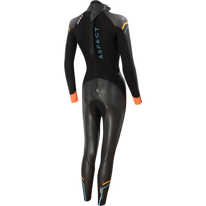 2022 Zone3 Womens Aspect 3/2mm Breaststroke Open Water Swimming Wetsuit WS21WAP - Black / Blue / Orange